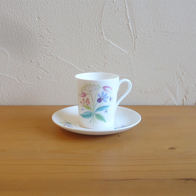 Stig Lindberg / スティッグ・リンドベリ グスタフスベリ Florette デミタスカップ＆ソーサー 北欧ビンテージ雑貨 メイン画像