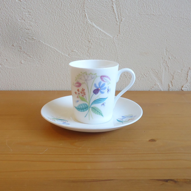 Stig Lindberg / スティッグ・リンドベリ グスタフスベリ Florette デミタスカップ＆ソーサー 北欧ビンテージ雑貨 メイン画像