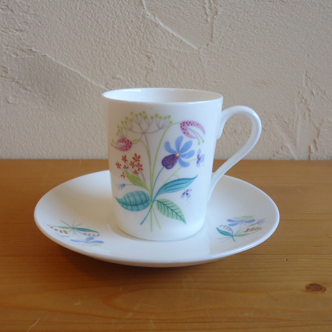 Stig Lindberg / スティッグ・リンドベリ グスタフスベリ Florette デミタスカップ＆ソーサー 北欧ビンテージ雑貨 サブ画像1