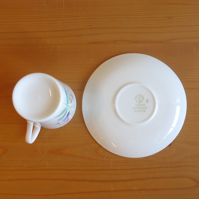 Stig Lindberg / スティッグ・リンドベリ グスタフスベリ Florette デミタスカップ＆ソーサー 北欧ビンテージ雑貨 サブ画像4