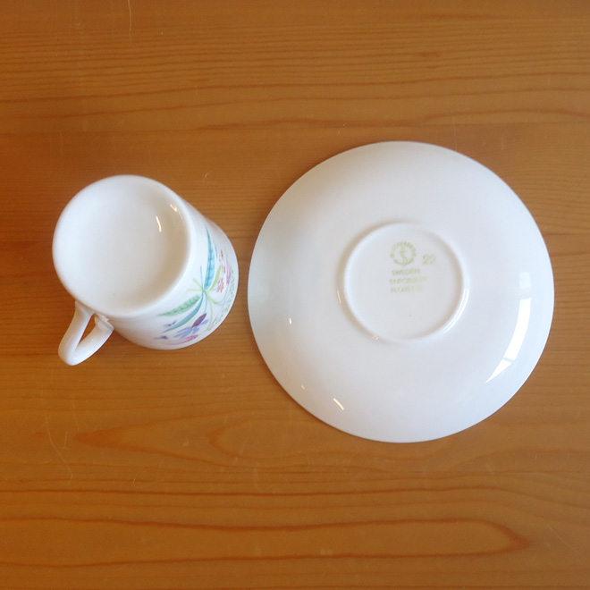 Stig Lindberg / スティッグ・リンドベリ グスタフスベリ Florette デミタスカップ＆ソーサー 北欧ビンテージ雑貨 サブ画像4