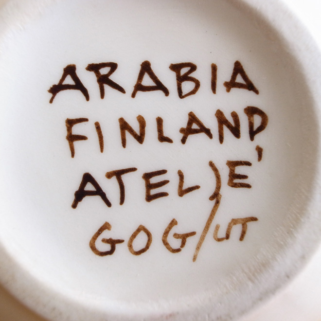 Gunvor Olin Gronqvist / グンヴァル・オリン・グラングヴィスト ARABIA Atelje ベース 北欧ビンテージ雑貨 サブ画像5